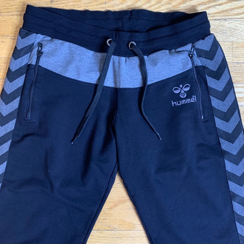 Hummel Athletic Track Pants Black Grey Straight Leg Cotton Blend Women’s Small - Picture 5 of 13